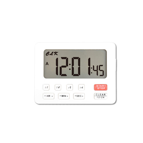 HonorMeet Digital Table Timer,4 Events Count Down/Count up Record,Current Clock Display,Buzzer Reminder for Kids and Adults,Time Management for Gym Reading Camping Hiking Cooking Baking. (White)