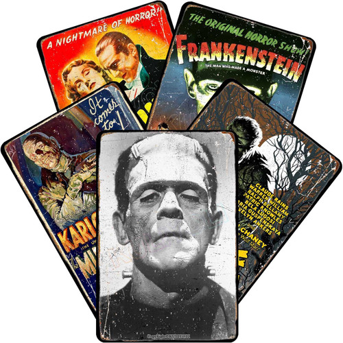 Horror Movie Decor Suspense Movie Poster Vintage Metal Tin Sign Home Pub Man Cave Wall Decorations 8" x 12" 5Pcs