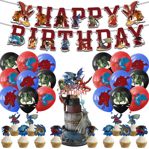 Wings of Dragon Fire Birthday Decorations Dragon Fire Birthday Party Supplies Dragon Party Supplies Include Wings of Fire Banner Ballons Cake Toppers