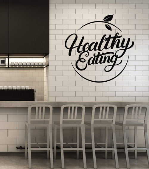 Vinyl Wall Decal Healthy Eating Diet Organic Food Dining Room Stickers Mural Large Decor (g1701) Black Vinyl Wall Decal Healthy Eating Diet Organic Food Dining Room Stickers Mural Large Decor (g1701) Black