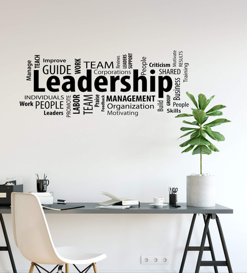 DesignToRefine Vinyl Wall Decal Leadership Business Motivational Words Cloud Office Team Work Stickers Mural Large Decor (ig6225) Black