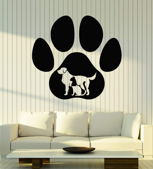 Vinyl Wall Decal Paw Print Animals Dog Cat Pet Shop Vet Clinic Stickers Mural Large Decor (g2377) Black