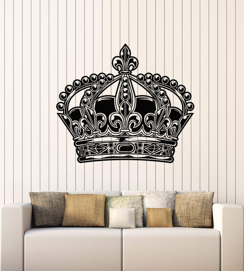 Vinyl Wall Decal Royal Emperor King Queen Beautiful Crown Stickers Mural Large Decor (g2430) Black Vinyl Wall Decal Royal Emperor King Queen Beautiful Crown Stickers Mural Large Decor (g2430) Black