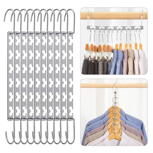 DECOZY Metal Space Saving Hangers 20 Pack, Sturdy Space Saver Hangers Closet Organizers and Storage, Magic Clothes Hanger Organizer, Multi Collapsible Hangers for Clothes, Vertical Hangers for Closet