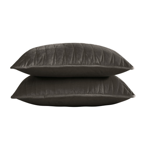 Brielle Premium Heavy Velvet Sham Set with Cotton Backing, King, Charcoal