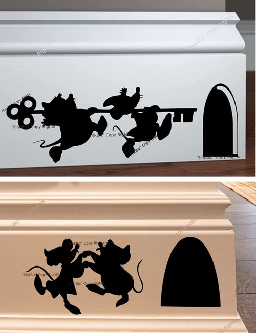 FnkBiz Jaq and Gus Wall Decal Mouse Hole Baseboard Sticker Mouse Hole Wall Decal 7 x 3 | Black | Set of 02 Decals FnkBiz Jaq and Gus Wall Decal Mouse Hole Baseboard Sticker Mouse Hole Wall Decal 7 x 3 | Black | Set of 02 Decals