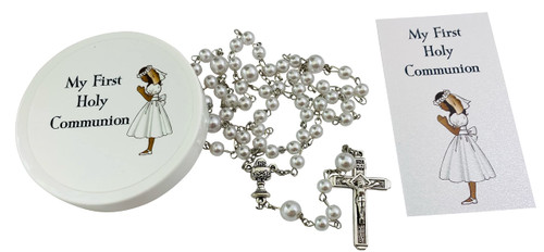 Westmon Works Girls First Communion Rosary Set Glass Beads Metal Crucifix with Protective Case and Holy Card Westmon Works Girls First Communion Rosary Set Glass Beads Metal Crucifix with Protective Case and Holy Card