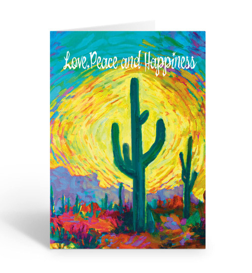 Stonehouse Collection | Saguaro Sunset Christmas Card | 18Western Holiday Cards & 19 Envelopes | USA Made | Arizona Southwest Cards