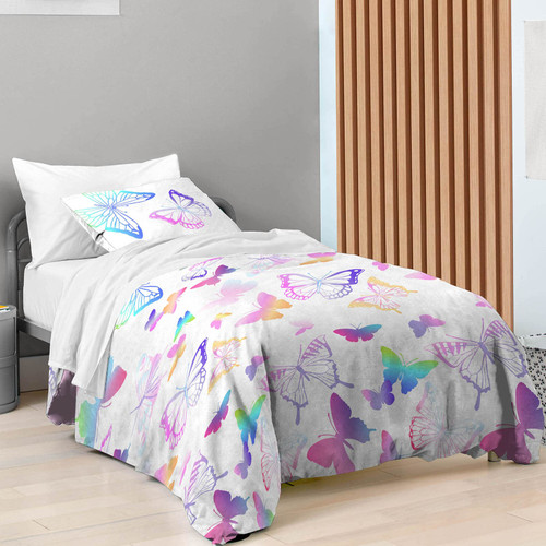 Saturday Park Ombre Butterflies Twin Duvet Cover & Sham Set - 2 Piece 100% Organic Cotton Duvet Set - GOTS & Oeko-TEX Certified