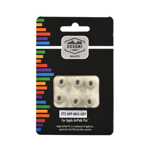 Dekoni Bulletz for Apple Airpod Pro Ear Tip Replacement - Replacement Airpod Pro Ear Tips - Memory Foam Airpod Pro Ear Tips (Medium Gray 3PK)