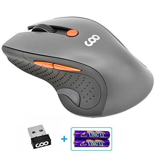 2.4G Wireless Portable Mobile Mouse Optical Mice with USB Receiver, 5 Adjustable DPI Levels, 6 Buttons for Notebook, PC, Laptop, Computer, MacBook - Grey