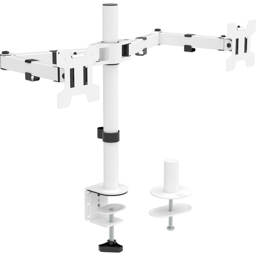 WALI Dual LCD Monitor Fully Adjustable Desk Mount Stand Fits 2 Screens up to 27 inch, 22 lbs. Weight Capacity per Arm (M002-W), White