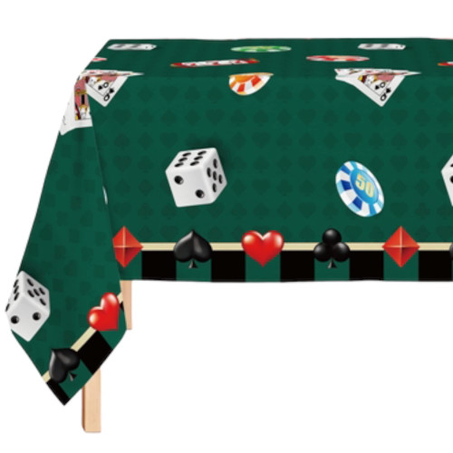 Oojami 1 Pack Plastic Tablecover, 54 x 108 Disposable Table Cover (Casino)