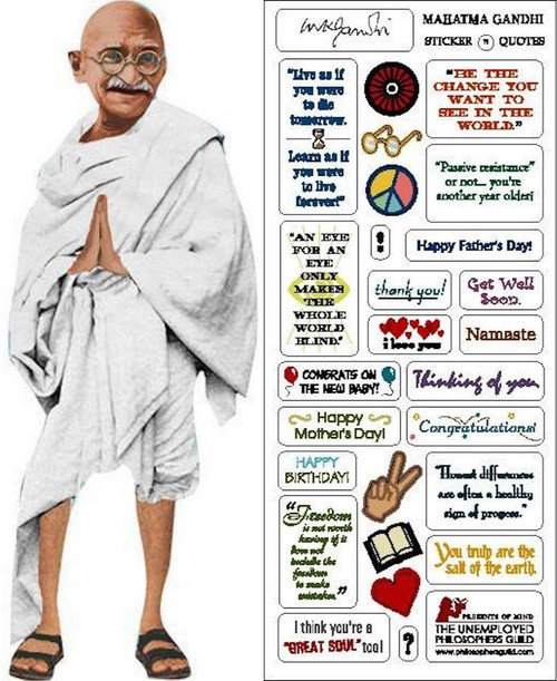 Gandhi Quotable Notable - Die Cut Silhouette Greeting Card and Sticker Sheet