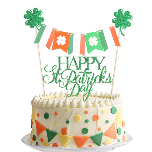 Qertesl Happy St Patrick's Day Cake Topper,Pair with St Patrick's Day banners? Good for St. Patrick's Day Party Decorations Supplies.