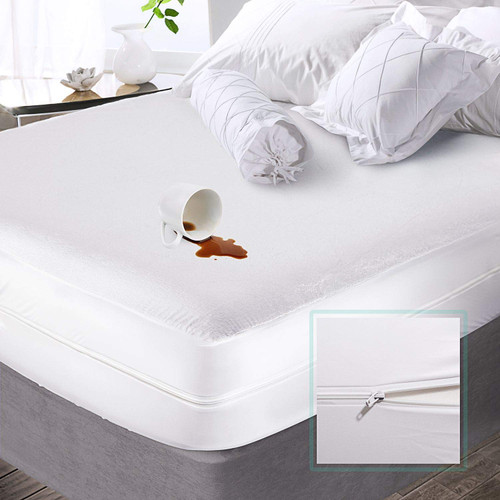 Nestl Premium Zippered Mattress Encasement - Water Proof Cal King Mattress Protector - Cotton Terry Top Fits 15 Inches Deep - Cal King Nestl Premium Zippered Mattress Encasement - Water Proof Cal King Mattress Protector - Cotton Terry Top Fits 15 Inches Deep - Cal King