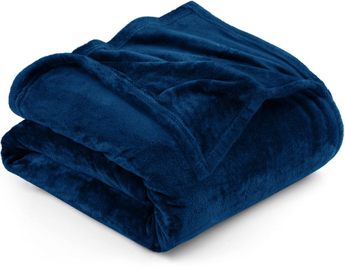 Utopia Bedding Fleece Blanket California King Size Navy 300GSM Luxury Fuzzy Soft Anti-Static Microfiber Bed Blanket (102x96 Inches)