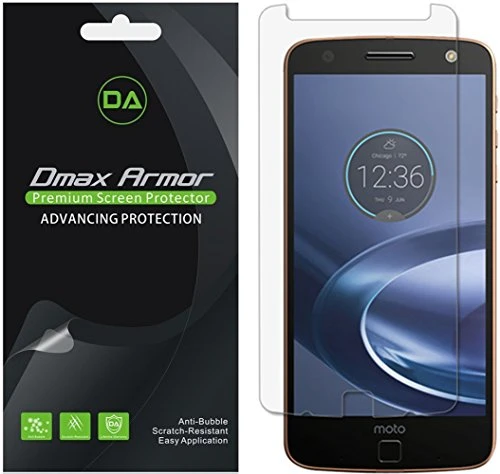 [6-Pack] Dmax Armor for Motorola Moto Z Force Droid Screen Protector, Anti-Bubble High Definition Clear Shield - Lifetime Replacements Warranty- Retail Packaging