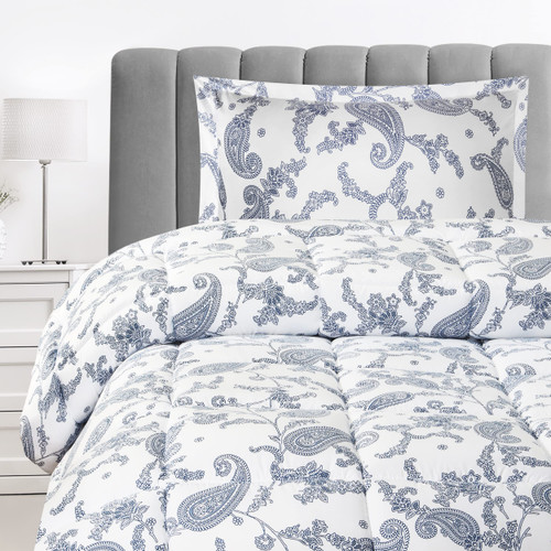 Utopia Bedding Twin Comforter Set Kids (Paisley Navy) with 1 Pillow Sham - Bedding Comforter Sets - Down Alternative Comforter - Soft and Comfortable - Machine Washable
