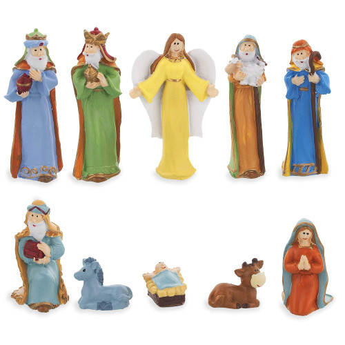 BestPysanky Set of 10 Miniature Nativity Scene Gift Set Figurines