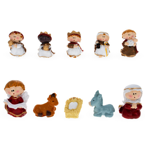 BestPysanky Set of 10 Miniature Nativity Scene Children Figurines