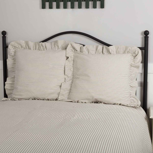 Farmhouse Ticking Taupe Fabric Euro Sham