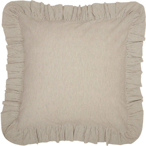 Piper Classics Sara's Ticking Ruffled Euro Sham, 26" L x 26" W, Black & Cream Mini Mini Stripe, Vintage Farmhouse, Country Cottage Bedding