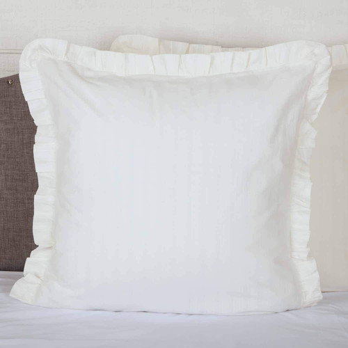 Piper Classics Emily Ruffled Euro Sham, 26" x 26" Tone on Tone Ticking Stripe Large Square Bed Pillow Cover in Off White Lined Fabric, Vintage Farmhouse Decor Piper Classics Emily Ruffled Euro Sham, 26" x 26" Tone on Tone Ticking Stripe Large Square Bed Pillow Cover in Off White Lined Fabric, Vintage Farmhouse Decor