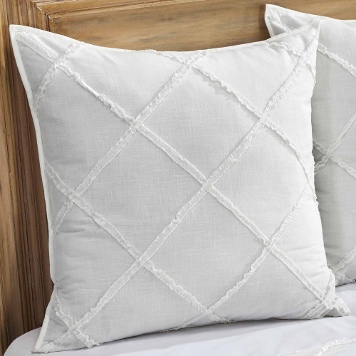 Piper Classics Kathryn Euro Sham Pillow Cover, 26" x 26", Soft White Linen-Look Textured Fabric w/Hand Quilted Micro Ruffles, Vintage Farmhouse, Country Cottage Bedding Piper Classics Kathryn Euro Sham Pillow Cover, 26" x 26", Soft White Linen-Look Textured Fabric w/Hand Quilted Micro Ruffles, Vintage Farmhouse, Country Cottage Bedding