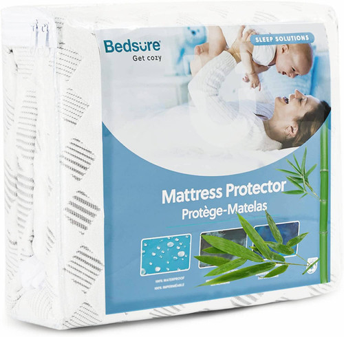 Bedsure Mattress Protector Full Size Viscose from Bamboo - 100% Waterproof Mattress Cover Cooling Fits Up 18 Inch Deep Pocket, 3D Air Fabric