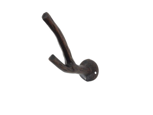 Handcrafted Nautical Decor Cast Iron Tree Branch Double Decorative Metal Wall Hooks 5"