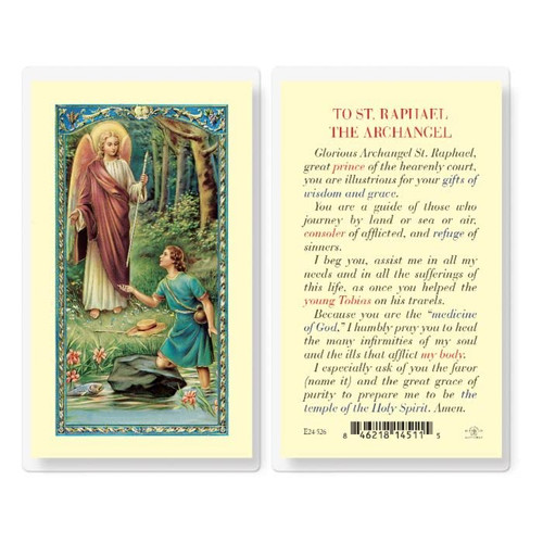 WJ Hirten E24-526 Prayer to Saint Raphael The Archangel, Holy Cards