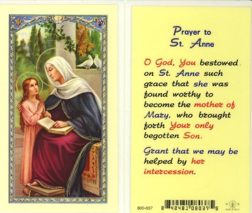 WJ Hirten E24-611 Prayers to Saint Anne, Clear Holy Cards