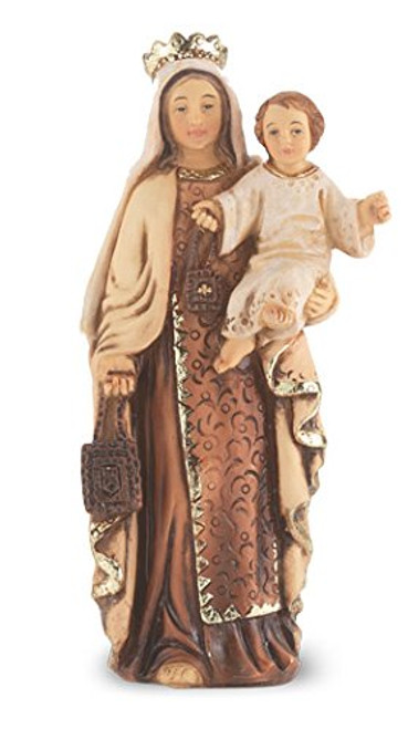 4" Statue with Prayer Card Our Lady of Mount Carmel