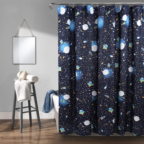 Lush Decor Universe Shower Curtain, 72" x 72", Navy