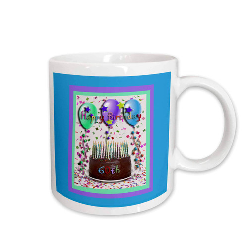 3dRose Happy Birthday 60th Chocolate Cake Ceramic Mug, 11-Ounce 3dRose Happy Birthday 60th Chocolate Cake Ceramic Mug, 11-Ounce