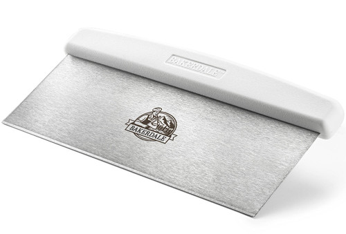 Bakerdale Large Bench/Dough/Cake Scraper, Icing Smoother Spreader, 10-inch Long Stainless Steel Blade, with white Polypropylene Handle