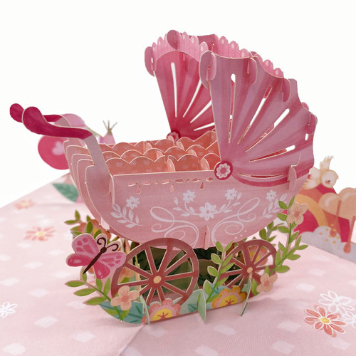 Liif New Baby Girl 3D Greeting Pop Up Baby Card, Baby Shower Card, New Baby Card, New Baby Congratulations