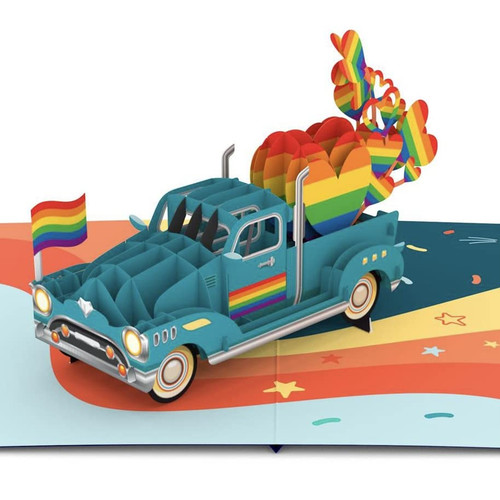 Liif LGBT Rainbow Pride Truck 3D Greeting Pop Up Card - LGBTQ, Gay, Lesbian, Happy, Anniversary, Birthday, Wedding, Engagement, Lover, Men, Husband, Boyfriend, Congratulations, Romance, Pride Gift | With Message Note | Size 7 x 5 Inch Liif LGBT Rainbow Pride Truck 3D Greeting Pop Up Card - LGBTQ, Gay, Lesbian, Happy, Anniversary, Birthday, Wedding, Engagement, Lover, Men, Husband, Boyfriend, Congratulations, Romance, Pride Gift | With Message Note | Size 7 x 5 Inch
