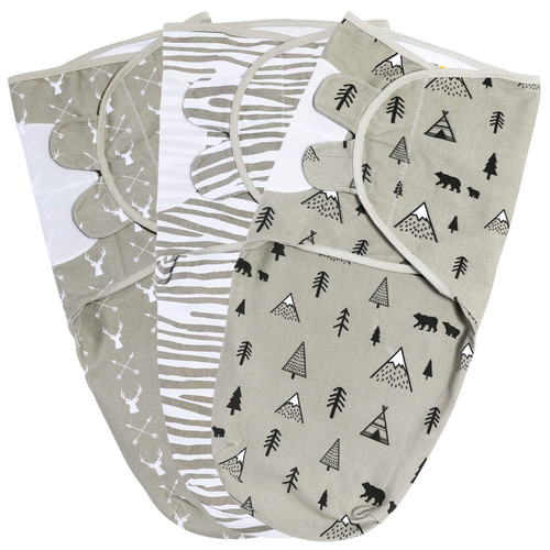 Mama Cheetah Baby Swaddle Sack, Organic Swaddle Blanket, Newborn Swaddle Sleep Sacks, Adjustable Swaddle Wrap, Easy Swaddles for Boy Girl 0-3 Month, Baby Essentials, Nursery Swaddling, 3-Pack, Grey