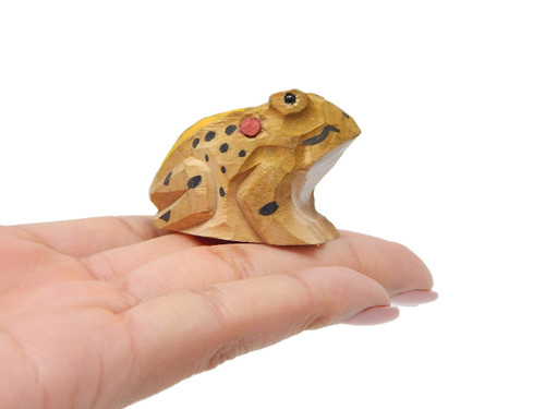 Selsela Toad Figurine Statue Decoration Small Animal Frog Art Sculpture Wood Carving Miniature