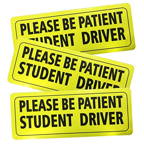 QINGTECH Set of 3 Please Be Patient Student Driver Safety Sign Vehicle Bumper Magnet - Reflective Vehicle Car Sign Sticker Bumper for New Drivers