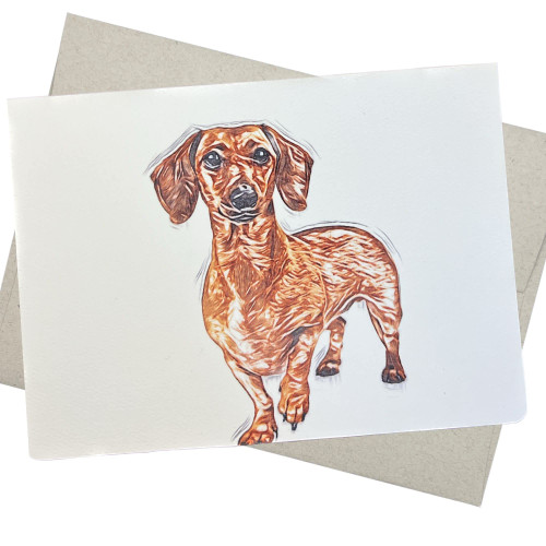 Dachshund Greeting Card with Envelope (5X7 Inches and Blank Inside) for Birthday, Anniversary, Wedding, Sympathy, or from a Dog Groomer or Veterinarian - 44