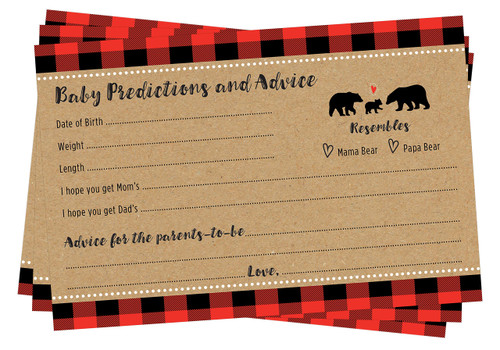 Lumberjack Woodland Buffalo Plaid Baby Predictions and Advice Cards - 24 count Lumberjack Woodland Buffalo Plaid Baby Predictions and Advice Cards - 24 count