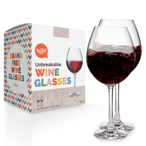 Unbreakable Red Wine Glasses with Stem 22oz Set of 2, Shatterproof Tritan Plastic Stemmed Outdoor Glasses, Reusable & Dishwasher Safe, Hot Tub, Travel, Camping, Beach & Pool Wine Glasses