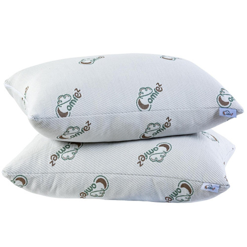 ComfEz Cooling Shredded Memory Foam Pillow - Adjustable Thickness for Back, Side & Stomach Sleepers - Cool & Hypoallergenic Zippered Bamboo Cover - Standard Size (20x26) Set of 2