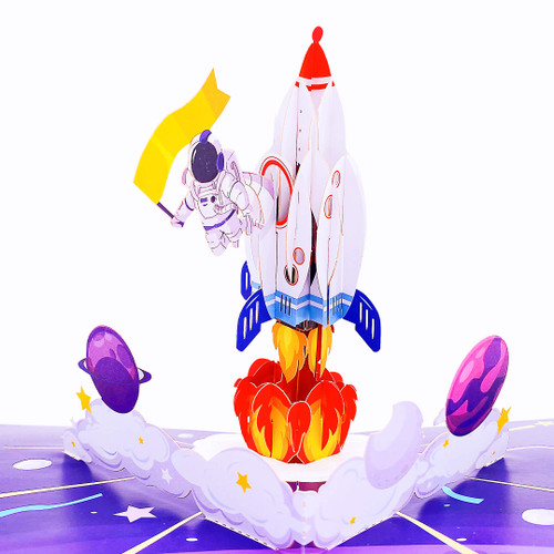 Liif Rocket Spaceship 3D Greeting Congratulations Pop Up Card - For All Occassion, Graduations Card For 2023,Happy Birthday Card For Kids, Son, Boy, Astronaut, NASA, College| With Message Note & Envelop | Size 5 x 7 Inch
