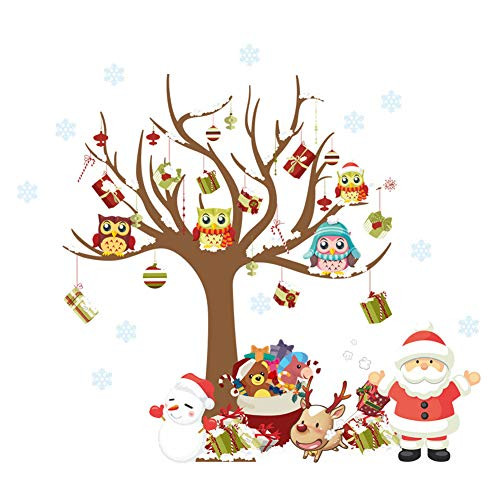 ElecMotive Merry Christmas Santa Claus Owls Christmas Tree Gifts Wall Decals, Living Room Bedroom Shop Window Removable Wall Stickers Murals Removable DIY Home Decorations Art Decor (Christmas) ElecMotive Merry Christmas Santa Claus Owls Christmas Tree Gifts Wall Decals, Living Room Bedroom Shop Window Removable Wall Stickers Murals Removable DIY Home Decorations Art Decor (Christmas)