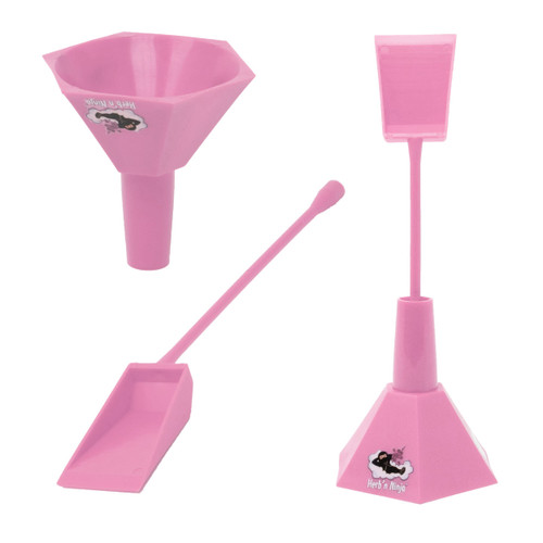 Herb'n Ninja Cone Loader for 1 1/4, King Size & Larger Pre Rolled Cones | Simple Quick and Efficient Cone Loading Accessory to Pack Perfect Preroll | Rolling Machine | Funnel and Shovel Packer (Pink)