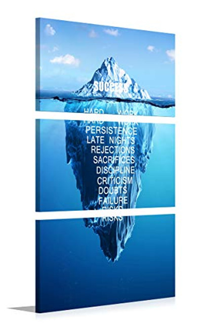 Success Inspiration Themed Wall Art Motivation Iceberg Canvas Print Hard Work Persistence Late Nights Quote Artwork Painting Print on Canvas 3 Sets Frame Poster for Home and Office Decoration (A) Success Inspiration Themed Wall Art Motivation Iceberg Canvas Print Hard Work Persistence Late Nights Quote Artwork Painting Print on Canvas 3 Sets Frame Poster for Home and Office Decoration (A)